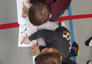 Dzieci uczestniczą w zajęciu edukacyjnym na temat ptaków